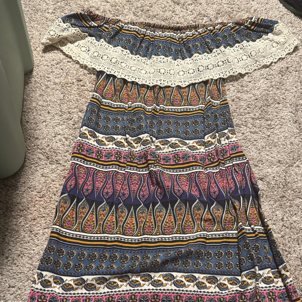 Hollister Multicolor Off-Shoulder Dress